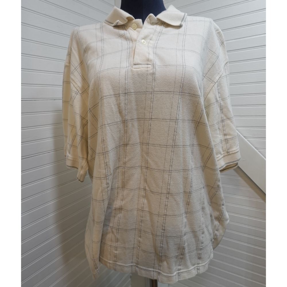 Retro IZOD performance polo shirt Men's large plaid Y2K golf style